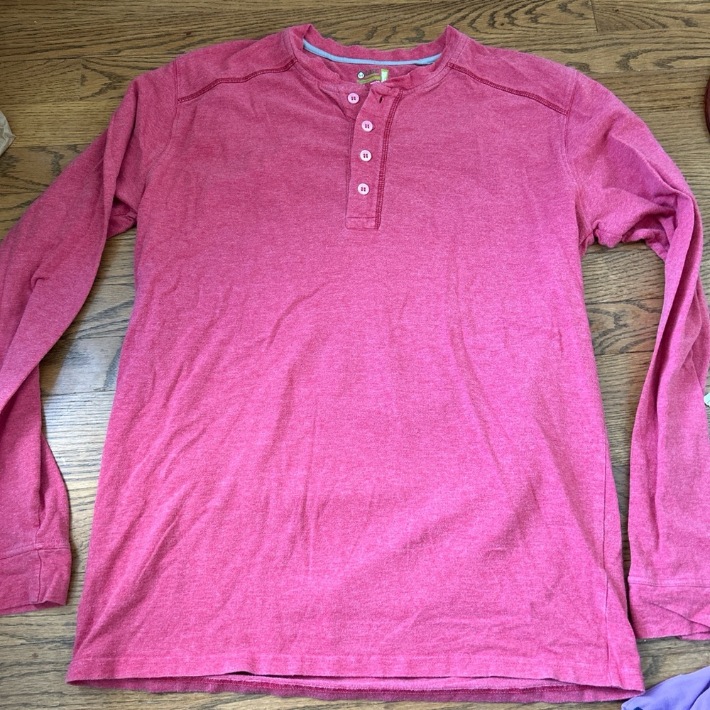 Tasc Performance bamboo blend red long sleeve Henley men’s shirt Size L #outdoor